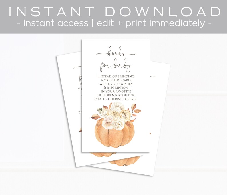 Little Pumpkin Books for Baby Insert Baby Shower Printable - Etsy