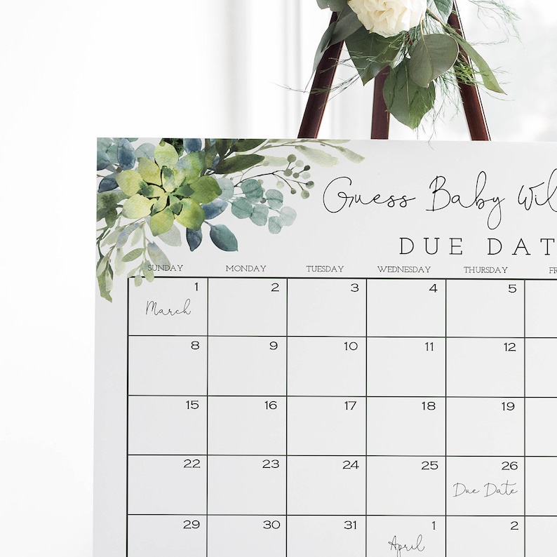 Guess Baby's Due Date Calendar Baby Shower Game Sign - Etsy