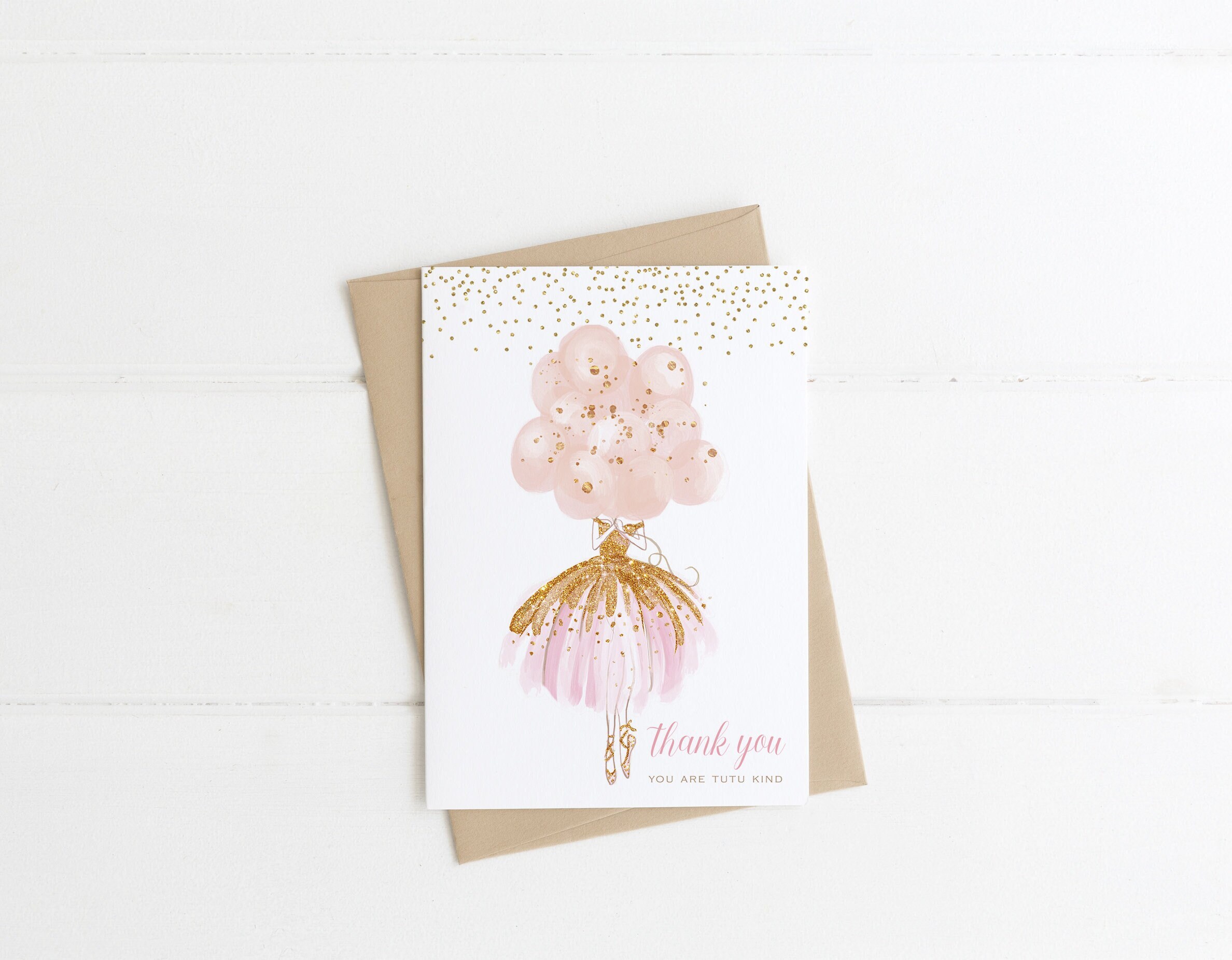 Ballerina Thank You Card Printable Editable Template Girl - Etsy