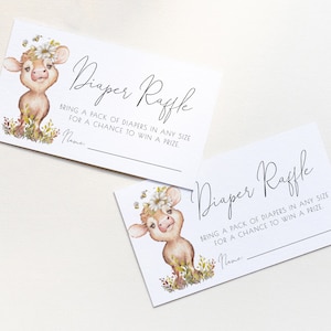 Kuh-Windel-Verlosung Los | Mädchen Bauernhof Babyparty Printable Ticket Vorlage Kuh Baby Sprinkle | S226