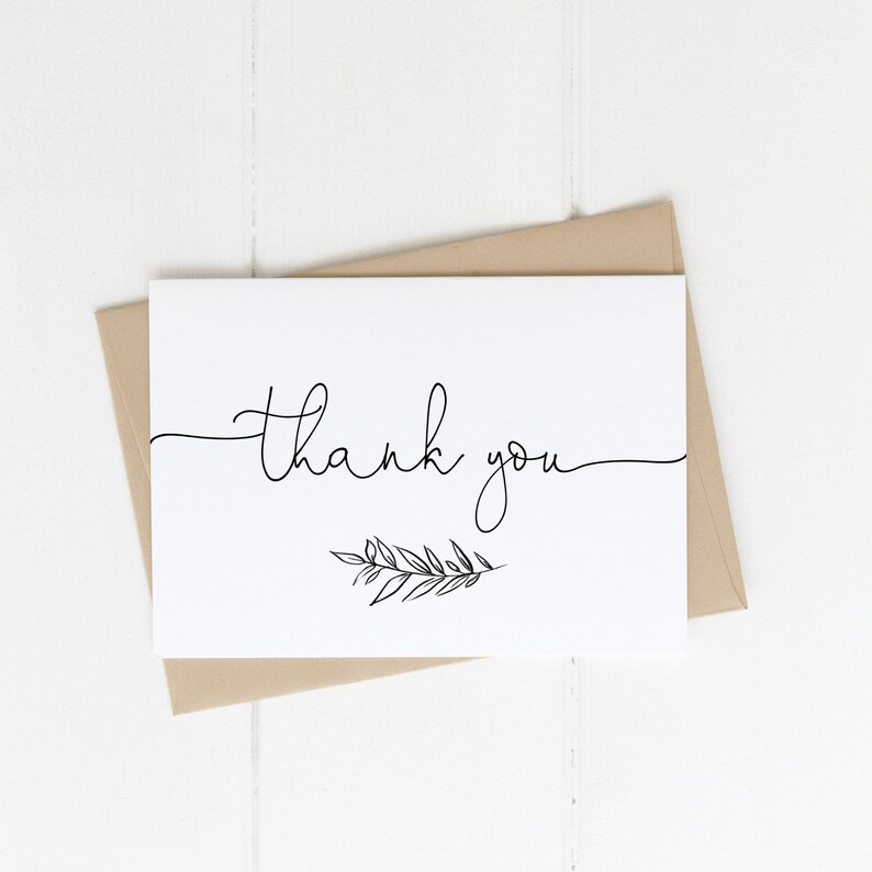 Minimalist Thank You Card Printable Black and White Wedding Etsy