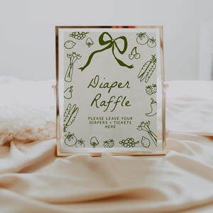 Locally Grown Diaper Raffle Sign Template | Editable Farmer&#39;s Market Diaper Drop Baby Shower DIY Printable Decor S791