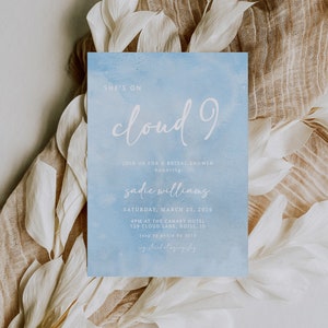 On Cloud 9 Bridal Shower Invitation | Editable She&#39;s on Cloud Nine Wedding Shower Template Invite | Cloud Engagement Party S532
