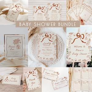 Locally Grown Baby Shower Bundle - Editable Templates | DIY Hand Drawn Farmer&#39;s Market Gender Neutral Baby Shower Package Set S831