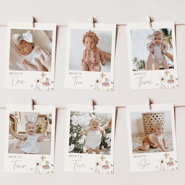 Fairy 1st Birthday Photo Banner Template | Editable 12 Month Enchanted ONE Picture Banner | Blonde Fairy First Birthday Decor S508