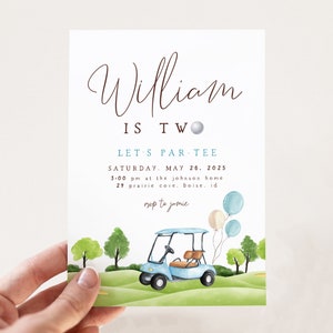 Golf 2nd Birthday Invitation Template | Editable Boy Birthday Par-tee Invite | Golf Second Bday Invite S454