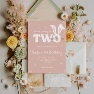 Some Bunny is TWO Birthday Invitation - Editable Template | DIY Girl ...