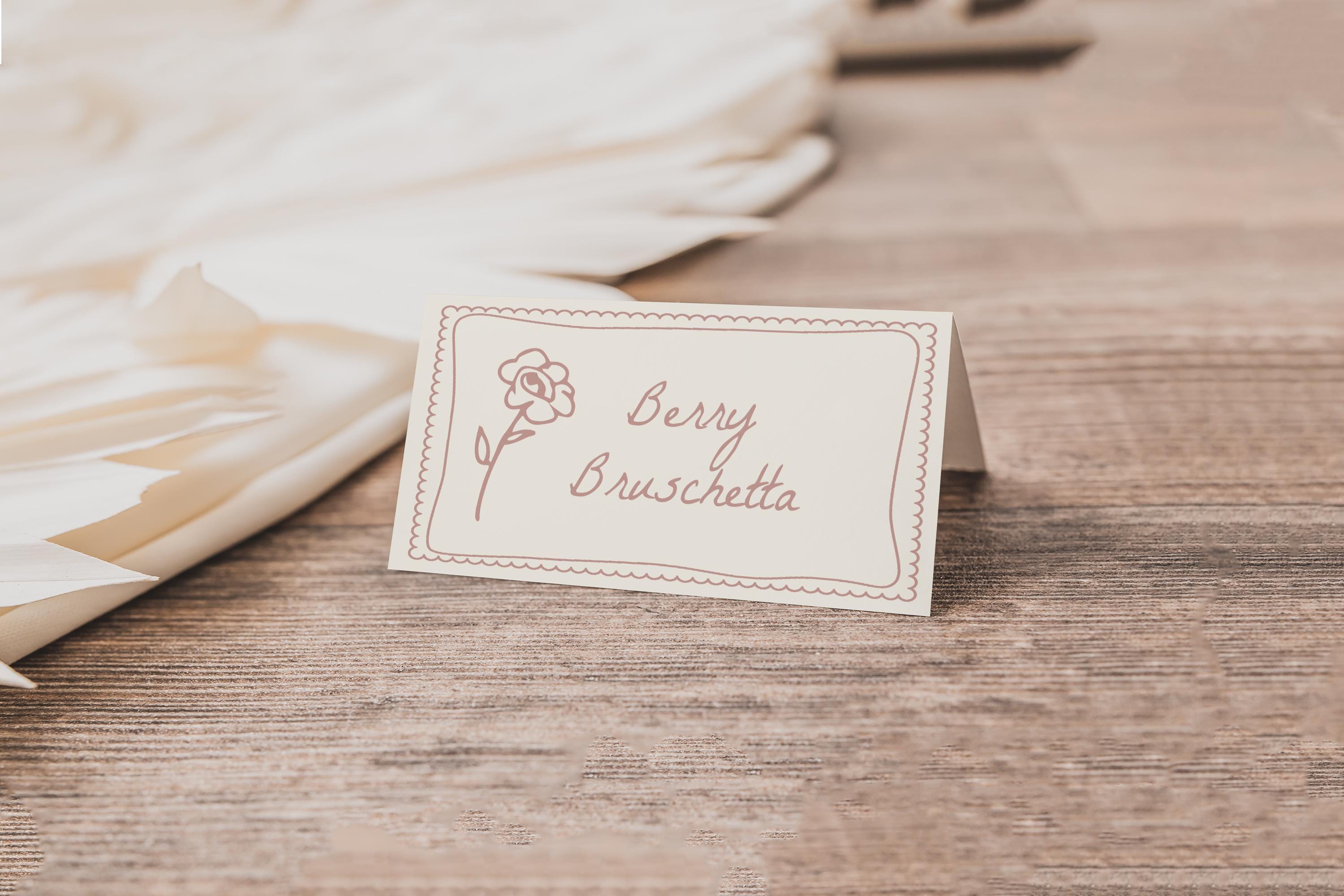 Flower Food Tent Invitation Template Fresh off the Market Bridal Shower | Editable Hand Drawn Love in Bloom Wedding Shower Place Card S856