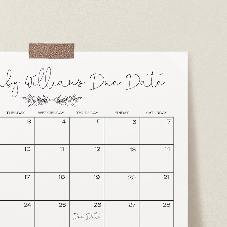 Black White Baby Shower Decor Guess Baby/'s Due Date Calendar Baby Shower Game Sign Gender Neutral Editable Template Download S130