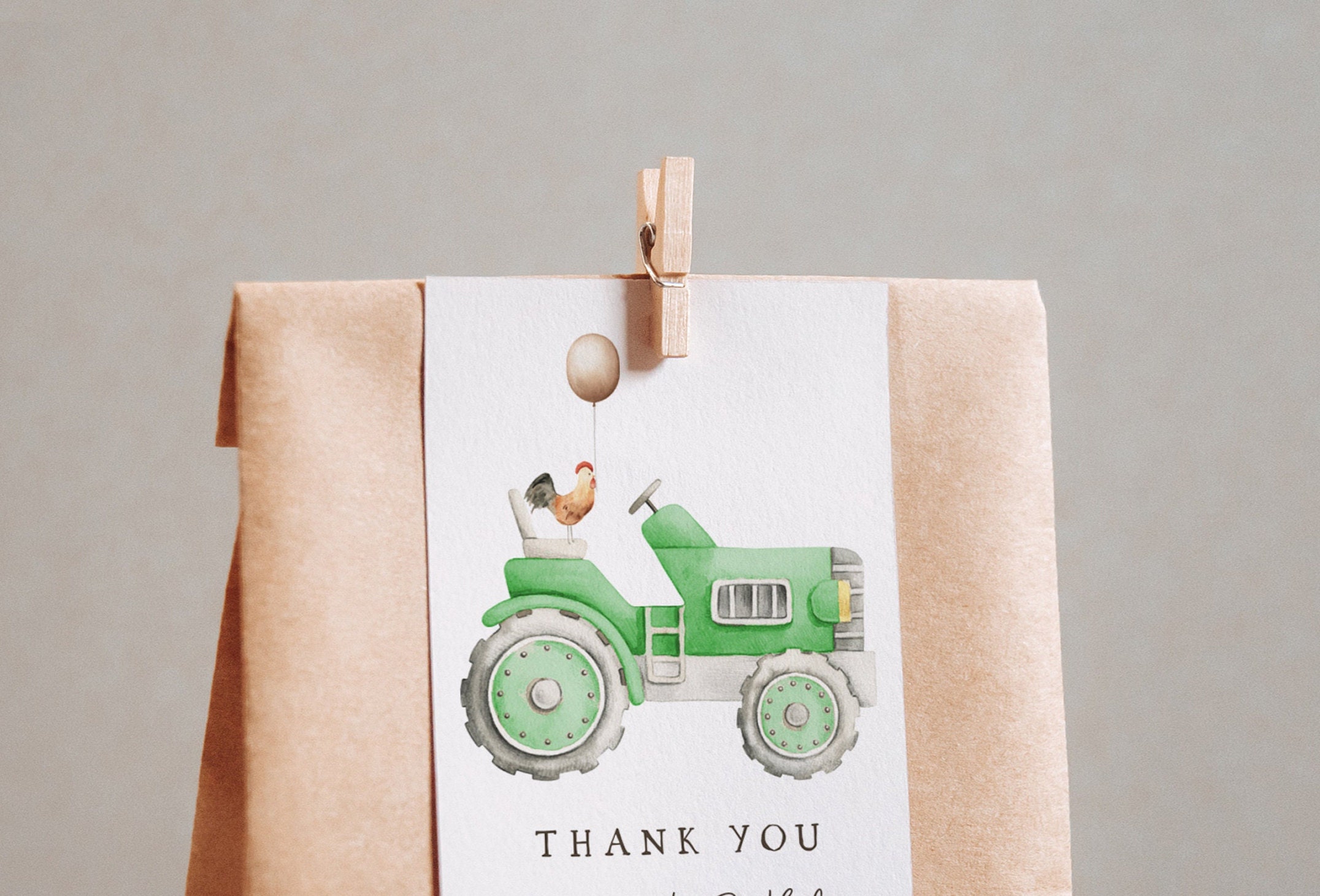 Tractor Thank You Favor Tag Template | Editable Tractor 1st Birthday ...