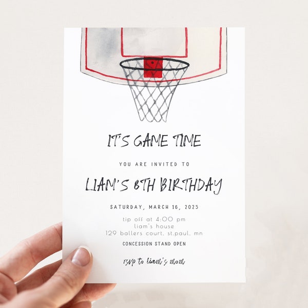 Basketball Birthday Invitation Template | Editable Boy Sports Bday Party Printable Invite | It's Game Time S441