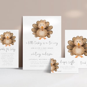 editable little turkey baby shower template bundle