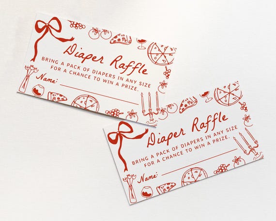 Pizza Diaper Raffle Ticket Editable Template for Slice Slice Baby Shower | Printable Ciao Baby Bring a Pack of Diapers S761