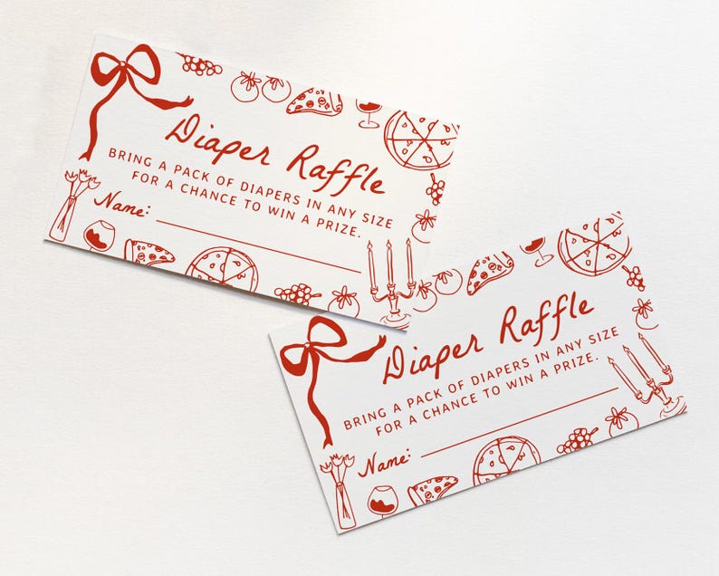 Pizza Diaper Raffle Ticket Editable Template for Slice Slice Baby Shower