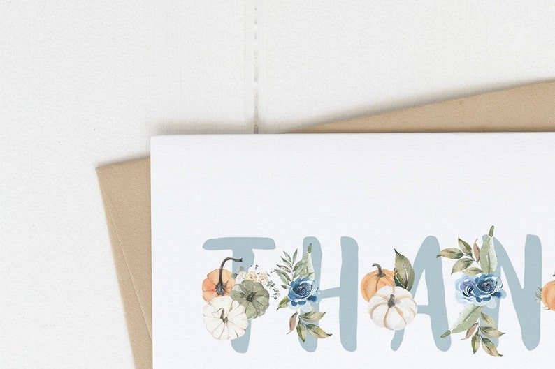 Pumpkin Thank You Card File Printable Editable Template - Etsy
