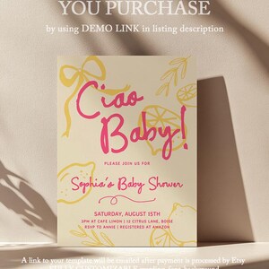 Ciao, Baby Babypartyeinladungsvorlage - Bearbeitbare Hand gezeichnete Zitrone Invite S905 Bild 6