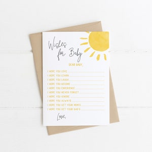 Sunshine Wishes for Baby Shower Template Printable Game, Sun Baby ...