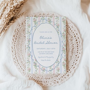 Vintage Bridal Shower Invitation - Editable Template