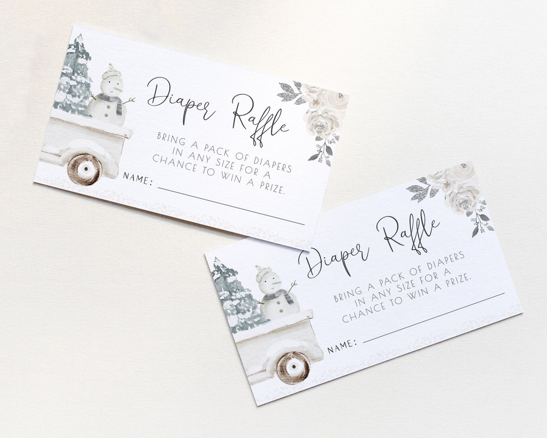 Cold Chisel Raffle Tickets Winter Diaper Raffle Ticket Editable Template | Neutral Baby It's Cold ...