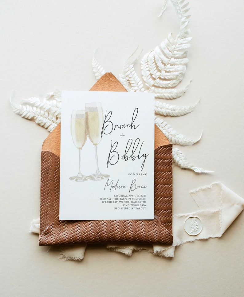 Brunch & Bubbly Bridal Shower Invitation Editable Template Wedding Shower Invite Champagne Shower image 5