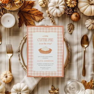 Cutie Pie Baby Shower Invitation Template | Editable A Little Cutie Pie is on the Way Baby Shower Invite Download S902