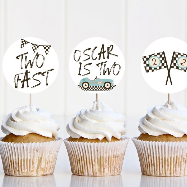 Two Fast Cupcake Topper Etsy