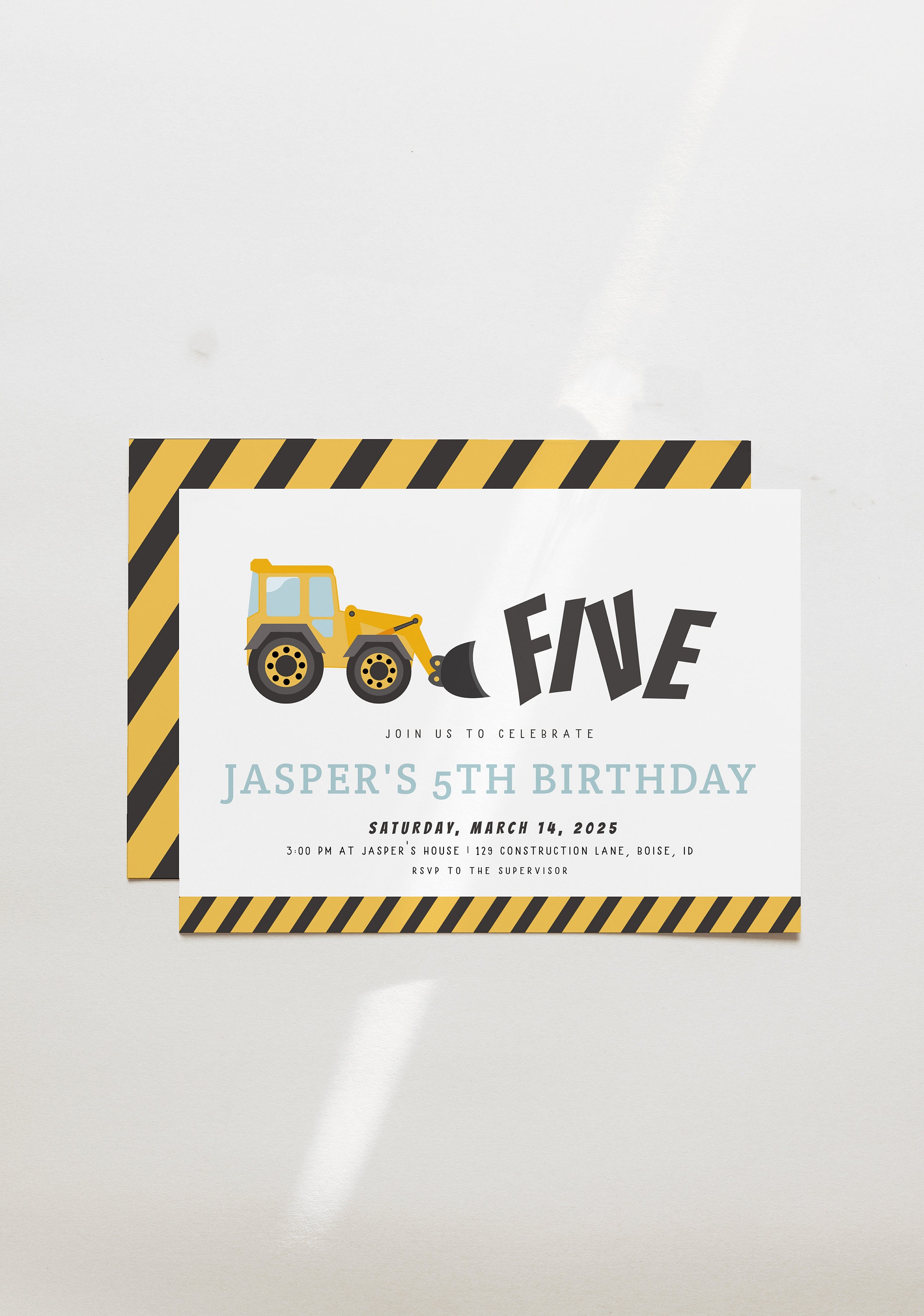 Construction Birthday Invitation Editable Template Modern - Etsy