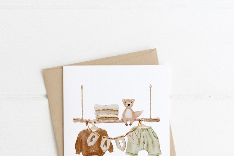 Baby Shower Thank You Card Template Boy Fox Baby Shower - Etsy