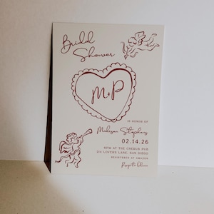 Cherub Bridal Shower Invitation Template | Editable Hand Drawn Couples Wedding Shower Invite S753