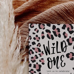 Wild One Girl 1st Birthday Invitation | Pink Leopard Birthday Invitation Editable Template | First Bday Invite Safari Cheetah Invite S242 image 10