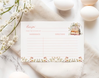 Recipe Card Template for A New Chapter Bridal Shower | Editable Her Next Chapter Library Recipe Card Printable S776