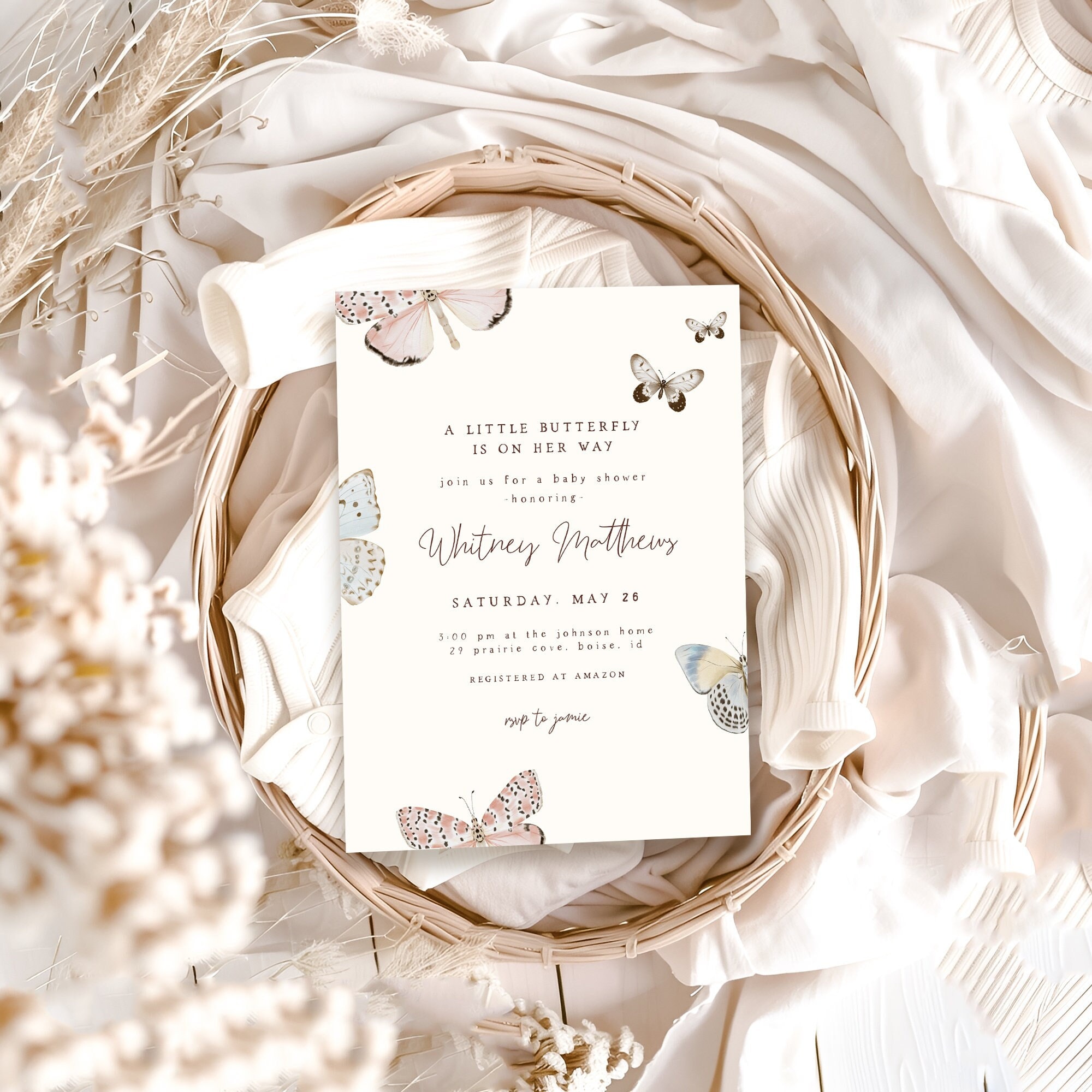 Editable Butterfly Baby Shower Invitation Template | A Little Butterfly ...