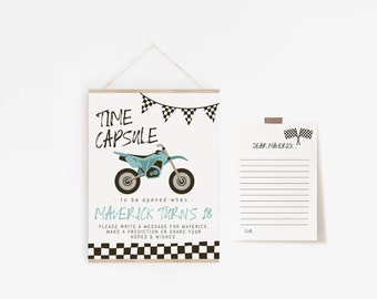 Dirt Bike Time Capsule Birthday Template | Editable Fast ONE Birthday Time Capsule Game | Fast ONE Bday Decor S479