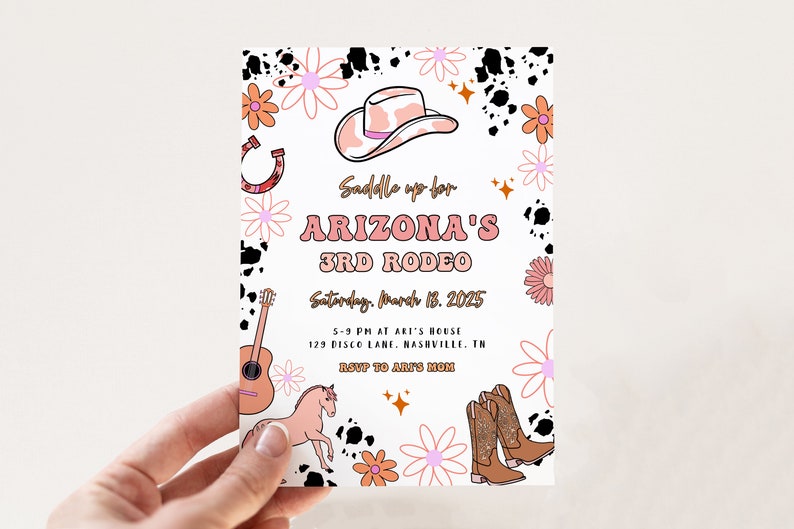 3rd Rodeo Birthday Invitation Template Our Little Cowgirl is - Etsy