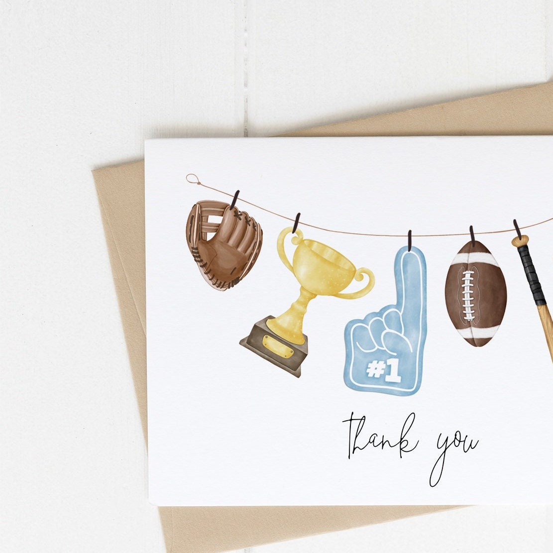 Sports Thank You Card Template | Rookie Year 1st Birthday Party ...