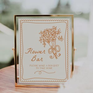 Flower Bar Sign Template | Editable Love in Bloom Make a Bouquet Printable Sign Decor | Orange Floral Wedding Shower S762