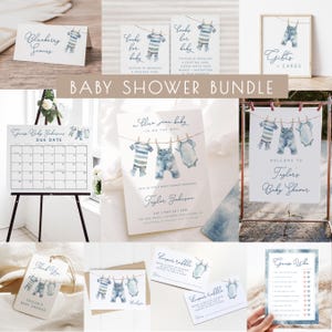 Blue Jean Baby Shower Bundle Editable Templates | DIY Denim A Blue Jean Baby is on the Way Baby Shower Package Set S803