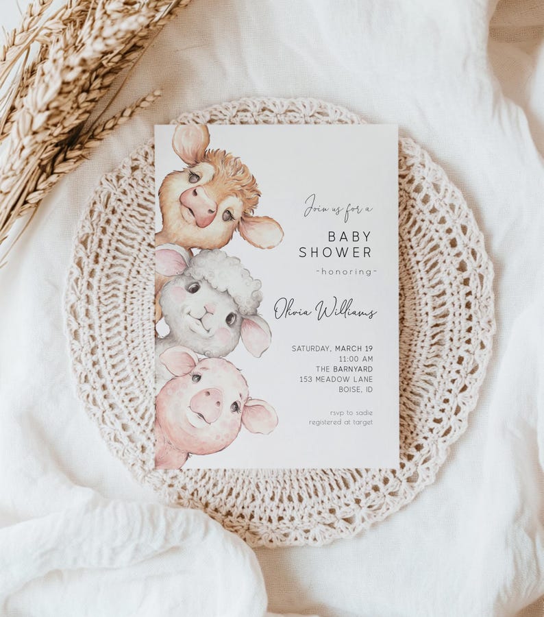 Editable Farm Baby Shower Invitation - DIY Template