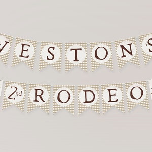 2nd Rodeo Birthday Banner | Cowboy 2nd Birthday Printable Pendant Sign Editable Template Bday Decor S473