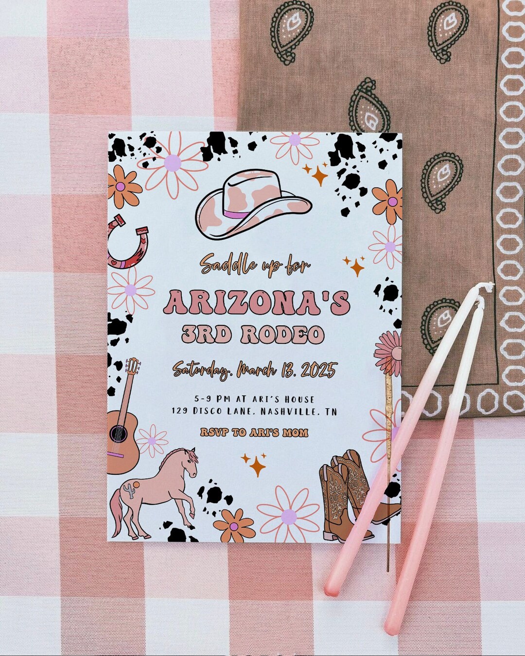 3rd Rodeo Birthday Invitation Template | Our Little Cowgirl is Three ...