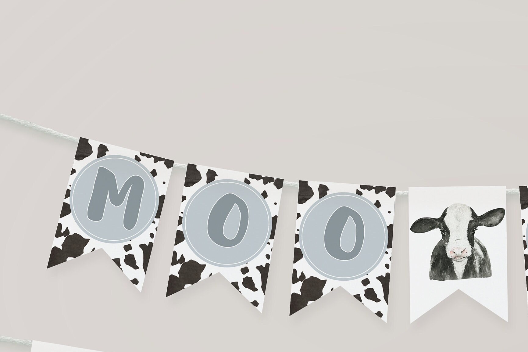 Moo Moo I'm Two Banner Template | Editable Cow Boy 2nd Birthday ...