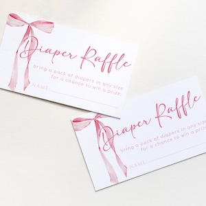 Bow Windel Raffle bearbeitbares Ticket Vorlage | Pink Schleife Baby Party druckbare Windel Verlosung | Mädchen-Babyparty S580