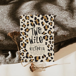 Two Wild Girl 2nd Birthday Invitation | Leopard Birthday Invitation Editable Template | Second Bday Invite Safari Animal Invite S298 image 6