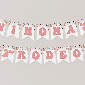 2nd Rodeo Birthday Banner Template | Editable Cowgirl Second Birthday Printable Western Pendant Sign Bday Decor S281