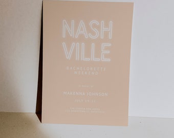 Nashville Bachelorette Party Invitation Template | Nash Bash Bach Party Invite with Customizable Colors S627