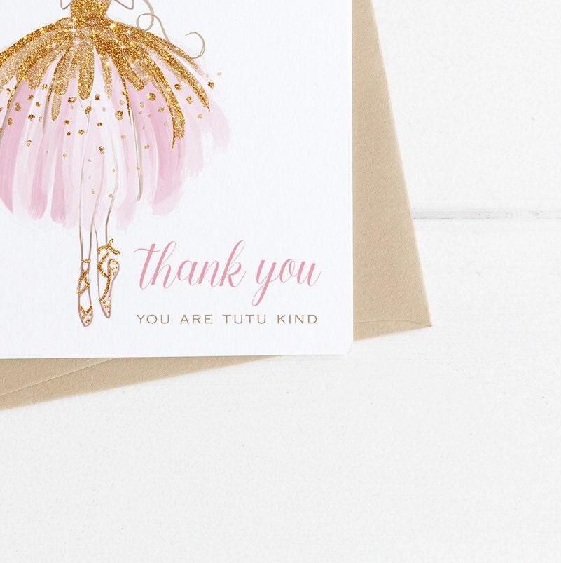 Ballerina Thank You Card Printable Editable Template Girl - Etsy