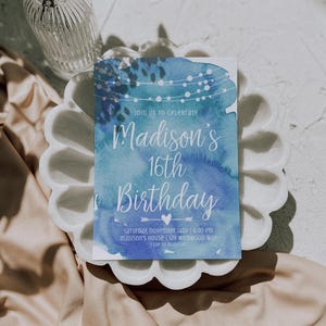 Editable 16th Birthday Invitation Template | DIY Teen Girl Birthday Party Invite
