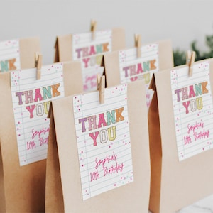 Patch Letter Favor Tag Template | Editable Preppy Patch Birthday Party Printable Thank You Gift Tag S729