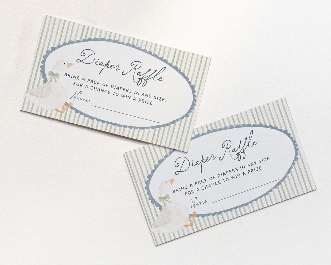 Goose Diaper Raffle Ticket Editable Template for Silly Goose Baby ...