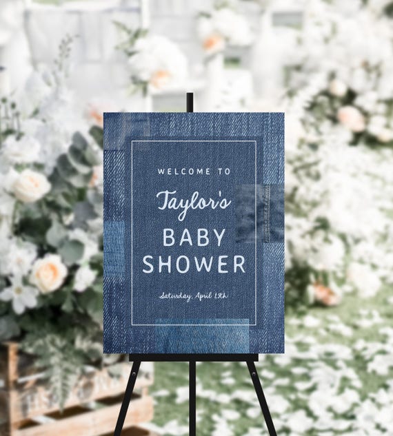 Blue Jean Baby Shower Welcome Sign Template | Editable Denim Baby Shower DIY Printable Sign Decor | Blue Jean Baby Shower S805
